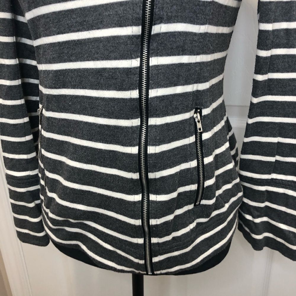 Market & Spruce gray and white striped zip front jacket size medium - Picture 4 of 15